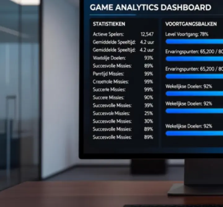 In-game dashboard met voortgangsstatistieken in DAILYPLAYPOINT